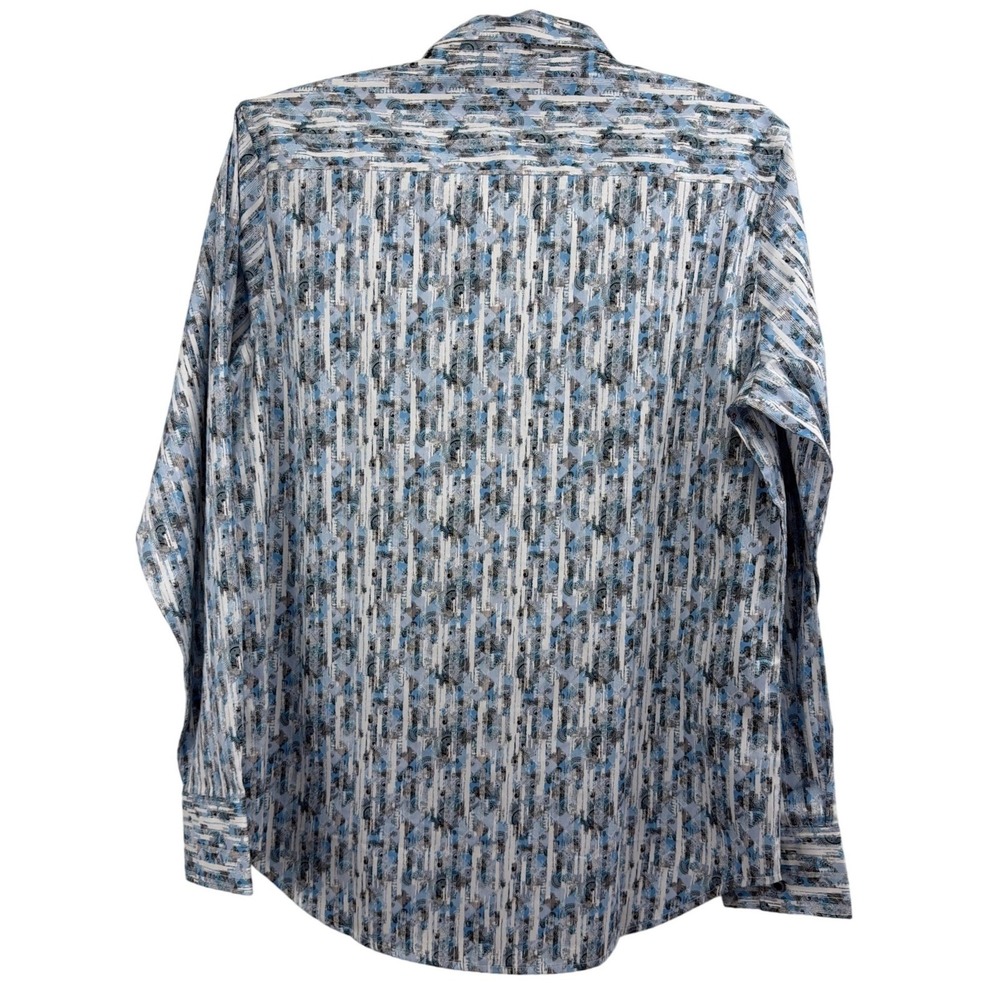 Robert Graham Eldert Classic Fit Abstract Stripe Stretch Shirt Blue Multi S NEW - Picture 6 of 13
